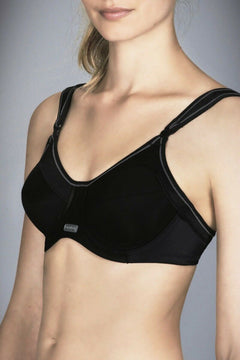 Womens Berlei New Legend Underwire Sports Bra Black White Swivel Clip Cross Back