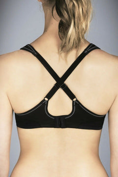 Womens Berlei New Legend Underwire Sports Bra Black White Swivel Clip Cross Back