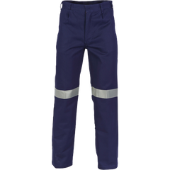 DNC Workwear Mens Hi-Vis Cotton Drill Pant 3M Taped Flame Retardant Work 3314