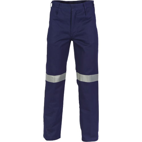 DNC Workwear Mens Hi-Vis Cotton Drill Pant 3M Taped Flame Retardant Work 3314