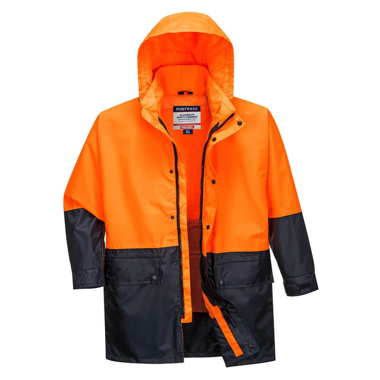 Portwest Mens Kimberley Lightweight Hi-Vis Rain Jacket Waterproof Safety MJ206