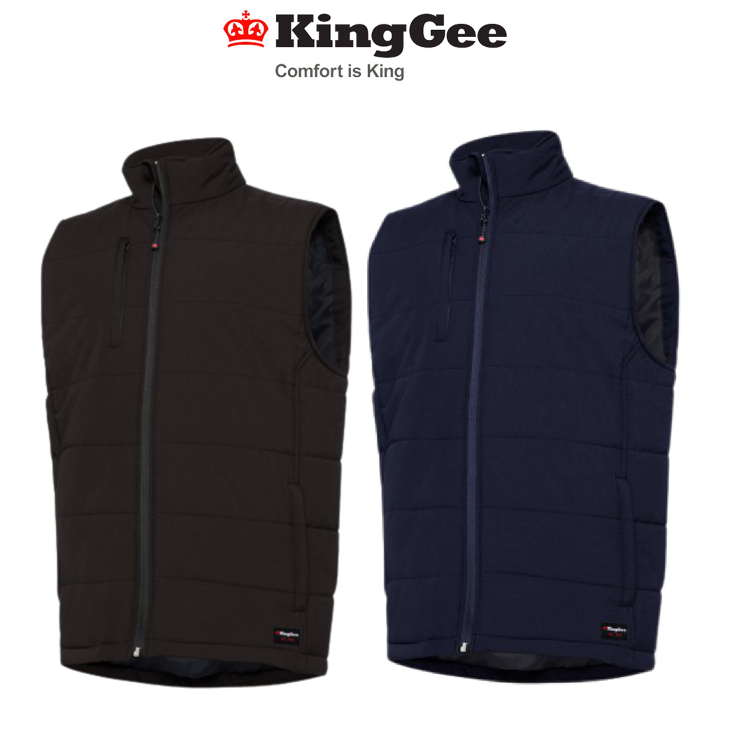 KingGee Mens Puffer Vest Waterproof Storm Guard Warm Ripstop Work Safety K05015