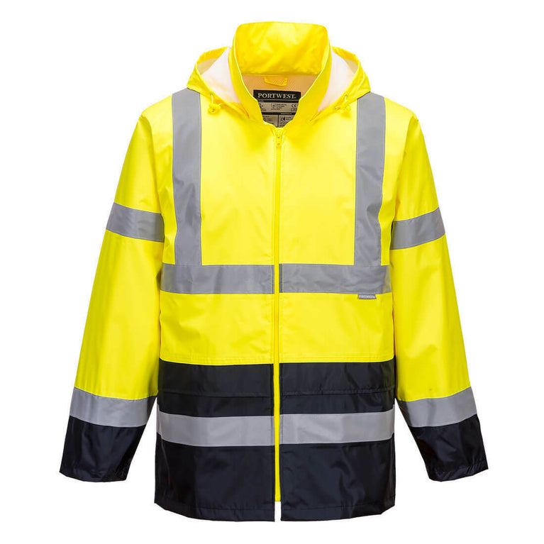 Portwest Mens Hi-Vis Classic Contrast Rain Jacket Reflective Work Safety H443