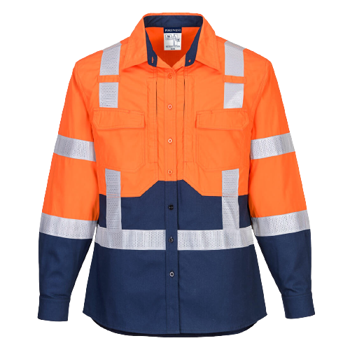 Portwest Ladies Hi-Vis Stretch Long Sleeve Shirt 2 Tone Reflective Safety LS502