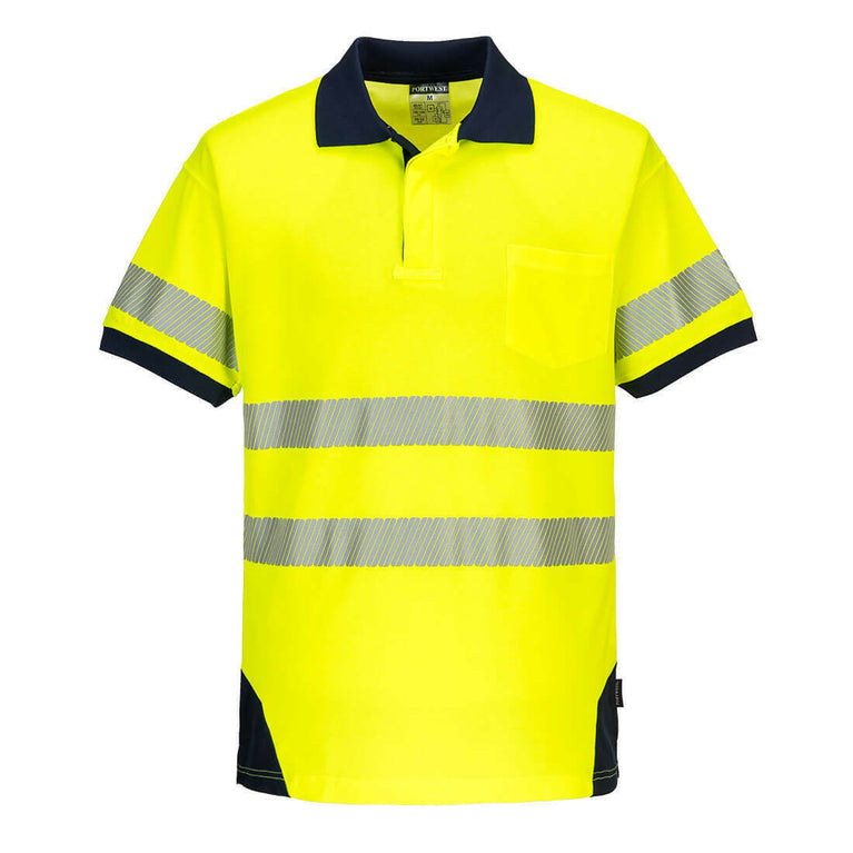 Portwest Mens PW3 Hi-Vis Polo Short Sleeve Cool Dry Comfy Taped Work Shirt T182