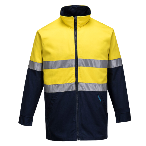 Portwest Hume 100% Cotton Drill Jacket 2 Tone Reflective Work Safety MJ998