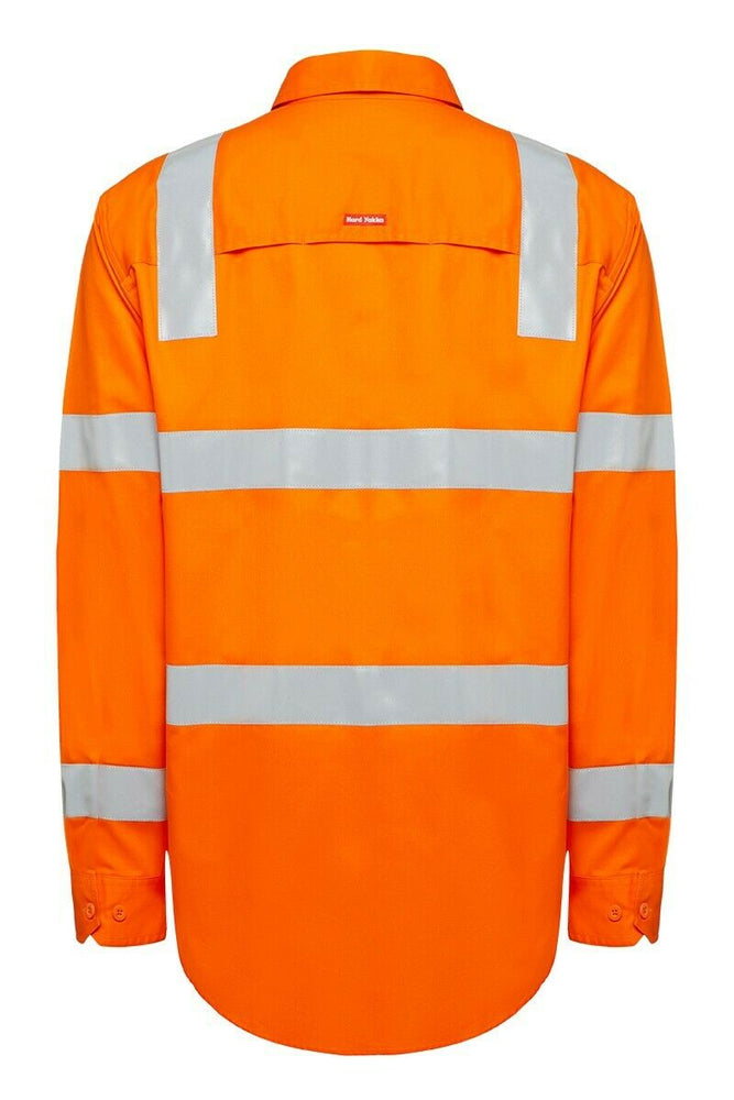 Mens Hard Yakka Rain Lightweight Drill Shirt Tape Hi-Vis Biomotion Safety Y04265