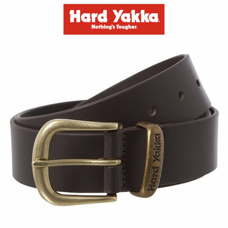 Mens Hard Yakka Belt Colorado Oil Tan Leather Work Brass Buckle Brown Y09402