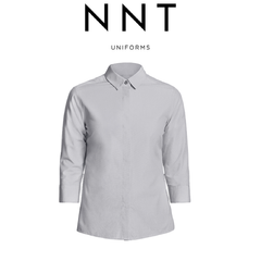 NNT Womens Silver End on End 3/4 Sleeve Formal Shirt Relaxed Business CATU5H