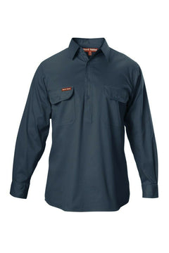 Hard Yakka Cotton Drill Long Sleeve Closed Front Shirt Y07530