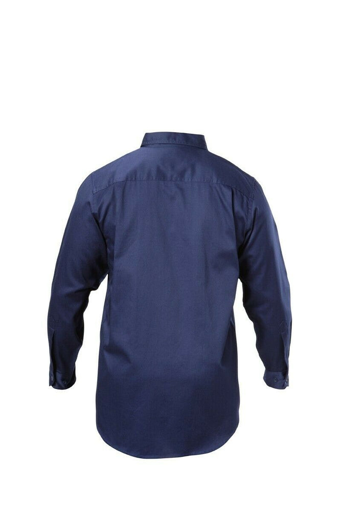 Hard Yakka Long Sleeve Cotton Drill Work Shirt Tradie Safety Button Y07500