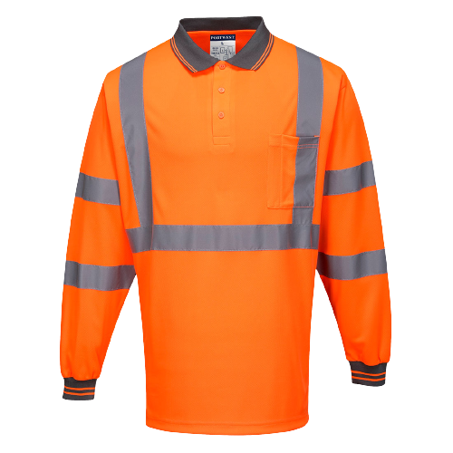 Portwest X Back L/S Polo Breathable Orange Reflective Tape Safety Work MP713