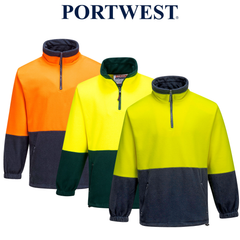 Portwest Mens Hi-Vis Polar Fleece Jumper Waist Draw String Work Comfy MF115