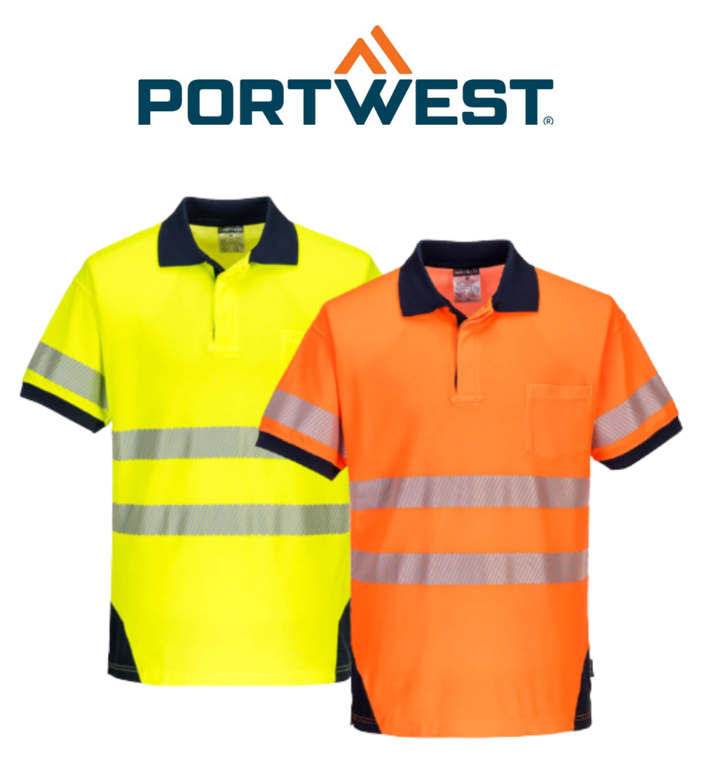 Portwest Mens PW3 Hi-Vis Polo Short Sleeve Cool Dry Comfy Taped Work Shirt T182