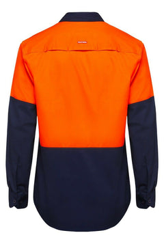 Hard Yakka Core Hi-Vis Vented Cotton Twill Work Long Sleeve Shirt Y07950
