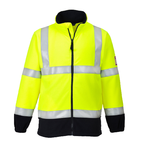 Portwest Flame Resistant Anti Static Hi-Vis Fleece Drawcord Full Zip Jacket FR31