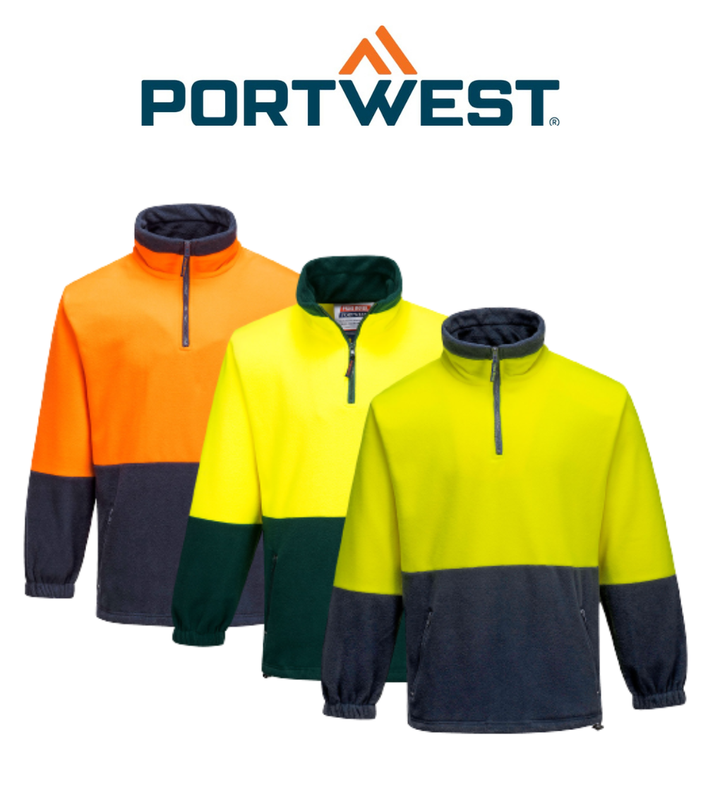 Portwest Mens Hi-Vis Polar Fleece Jumper Waist Draw String Work Comfy MF115