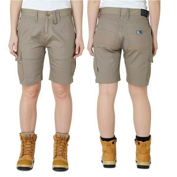 Womens Elwood Utility Shorts Cargo Phone Pocket Work Stretch Tough Tradie EWD601