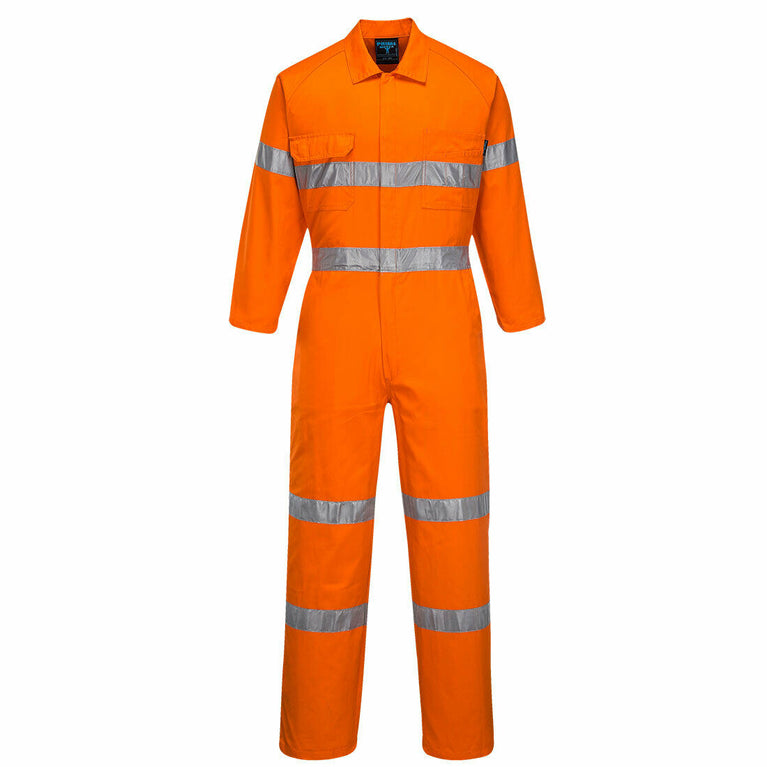 Portwest Mens Lightweight Orange Reinforced Coverall Taped Overalls Cotton MA922