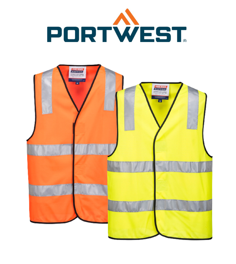 Portwest Day/Night Vest 2 Tone Hi Vis Relfective Taped Work Safety MV102