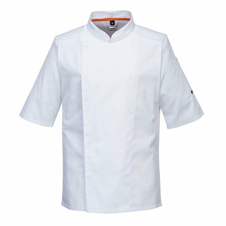 Portwest Mens MeshAir Pro Chefs Jacket S/S Slim Fit Apron Durable Comfy C738