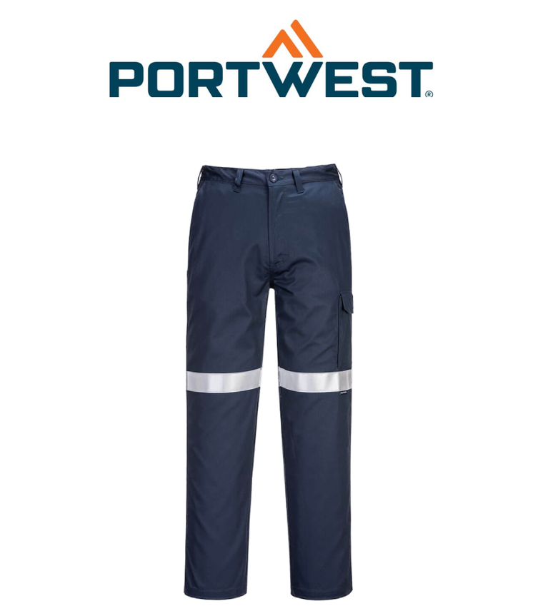 Portwest Mens Flame Resistant Cargo Pant Reflective Cotton Work Safety MW701