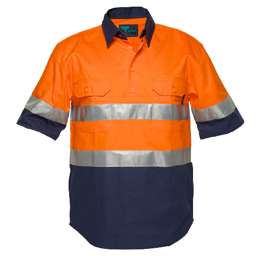 Portwest Hi-Vis Two Tone Regular Weight Short Sleeve Close Shirt Tape MC102