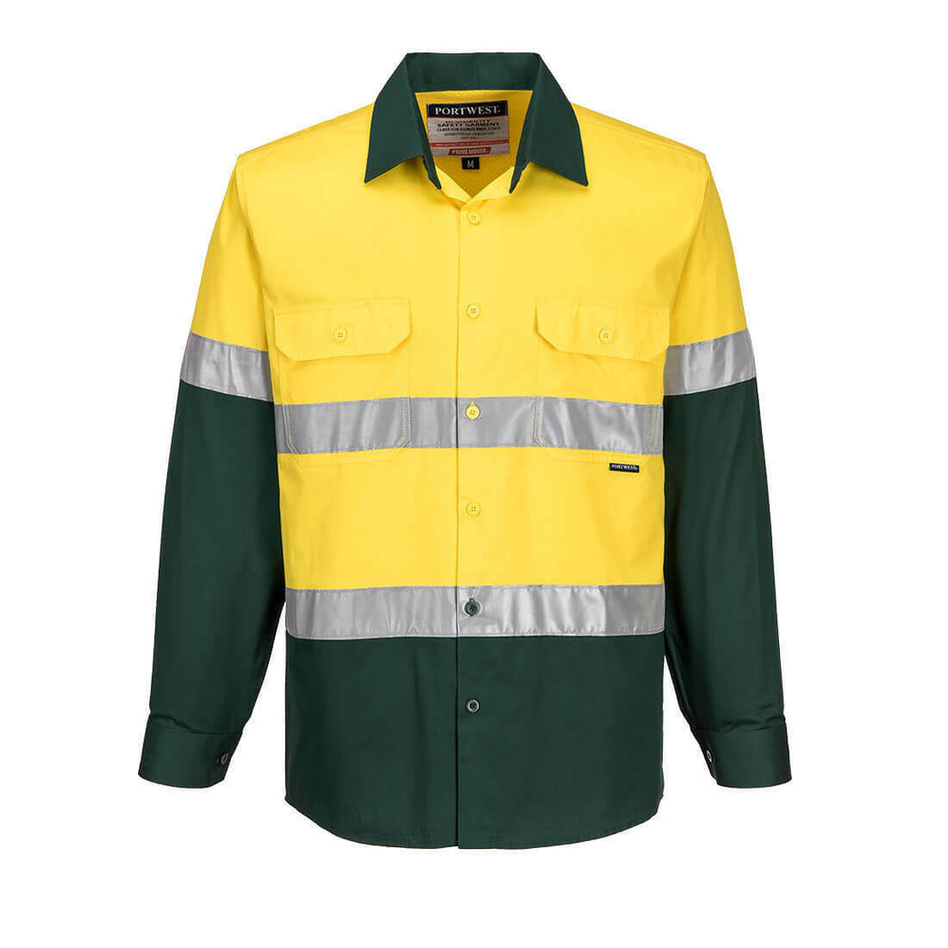 Portwest Mens Prime Mover Taped Hi-Vis Lightweight Long Sleeve Shirt Work MA801