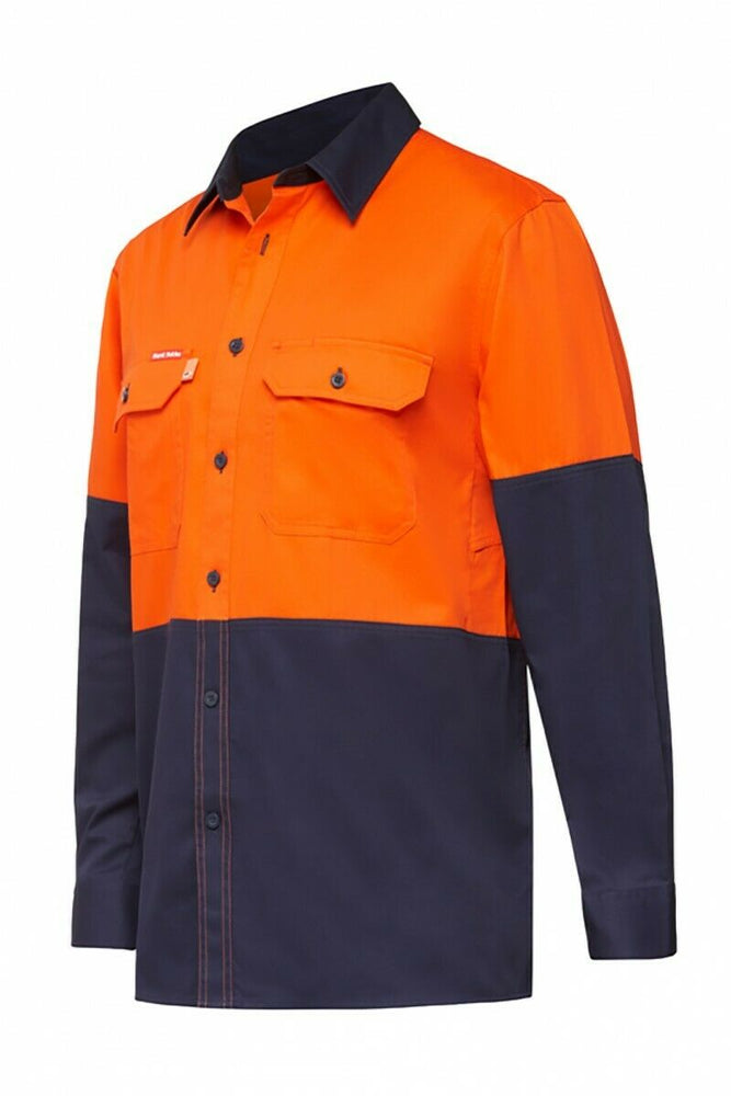 Hard Yakka Long Sleeve Work Shirt Hi-Vis Cotton KoolGear Summer Vent Y07730