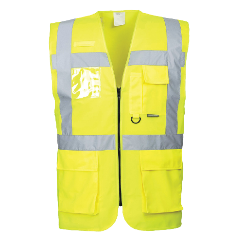 Portwest Berlin Executive Vest Hi Vis Front Zip Open Reflective Work Safety S476