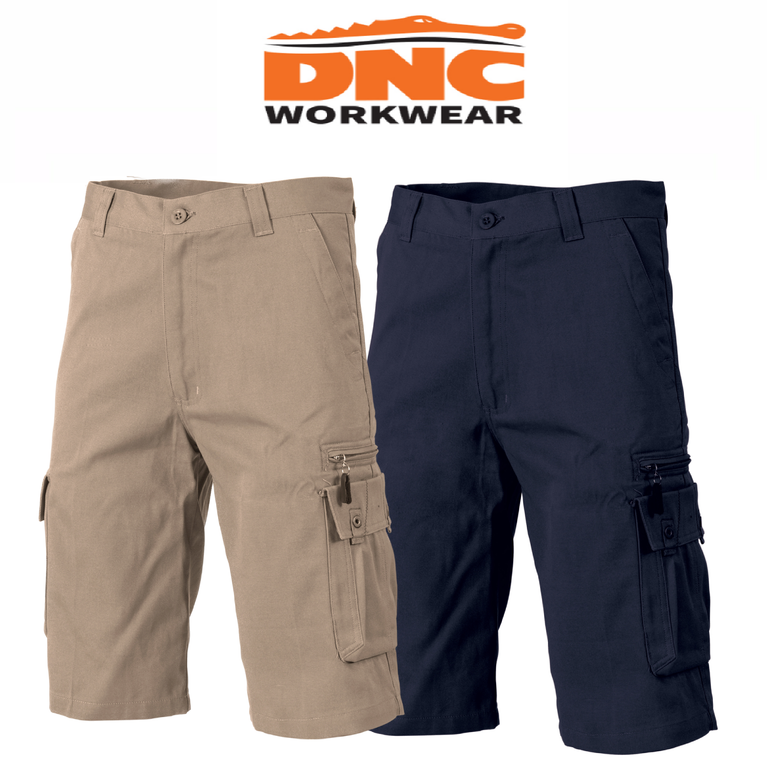 DNC Workwear Men Island Duck Weave Cargo Shorts Flame Retardant Tough Work 5433