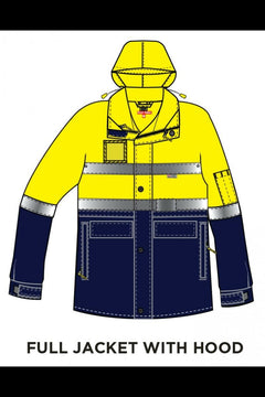 Mens Hard Yakka Foundations Hi-Vis Six 6 Way Jacket Reflective Tape Work Y06556