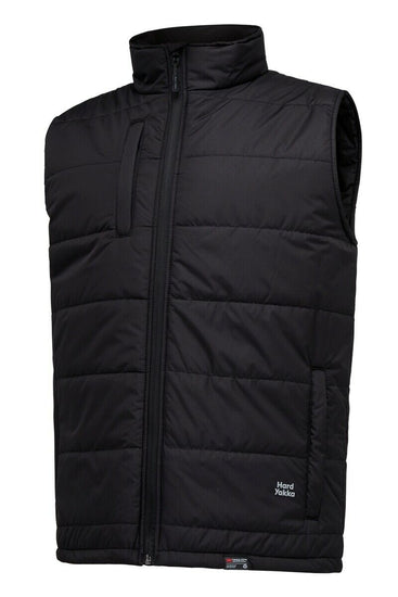 Hard Yakka Mens Puffa 2.0 Vest Water Repellent Insulated High Collar Warm Y21418