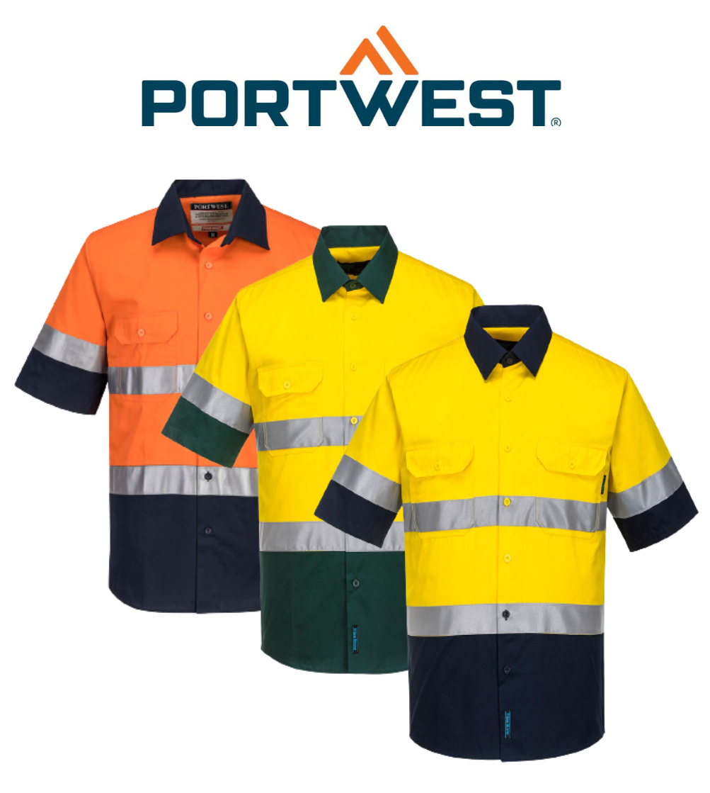 Portwest Hi-Vis Two Tone Lightweight Short Sleeve Shirt with Tape Safety MA802