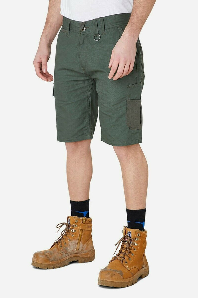 Mens Elwood Work Utility Shorts Canvas Cargo Phone Pocket Tough Tradie EWD201