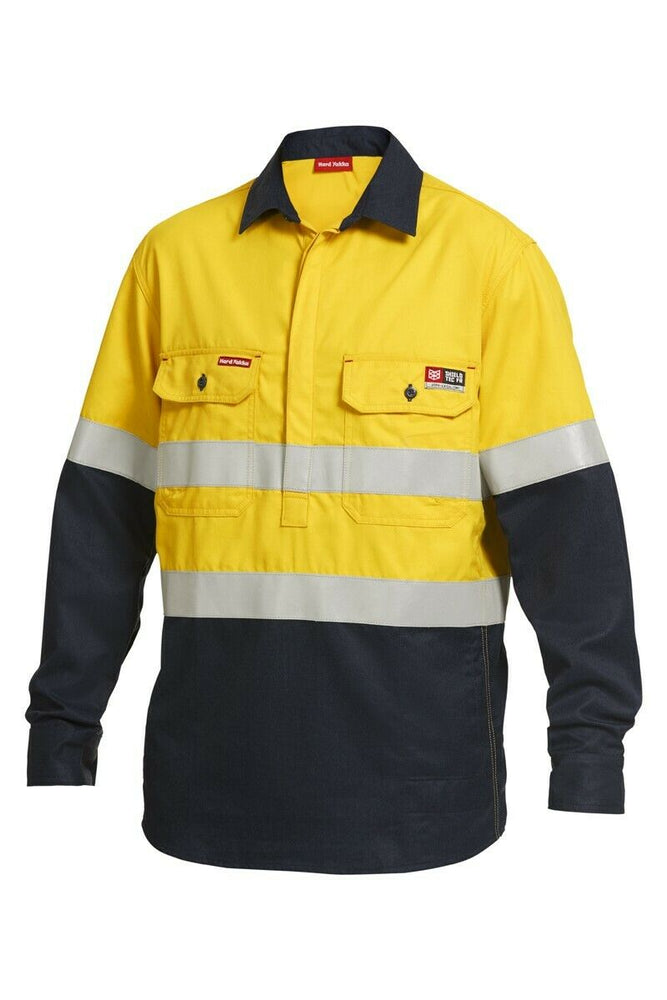 Mens Hard Yakka FR ShieldTec Hi-Vis Safety Mining Energy Gas Work Shirt Y04550