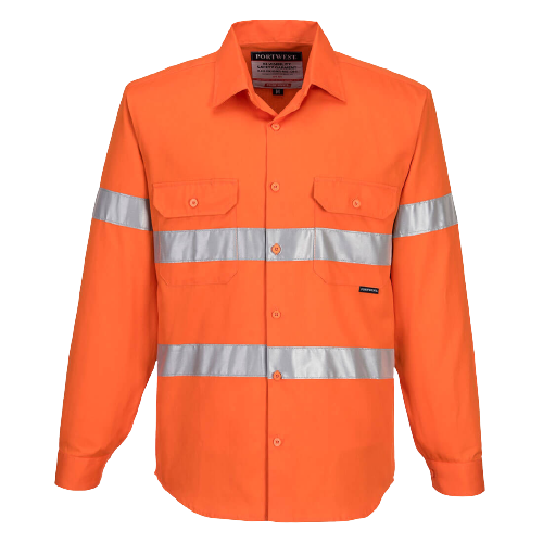 Portwest Hi-Vis Regular Weight Long Sleeve Shirt Tape Reflective Safety MA191