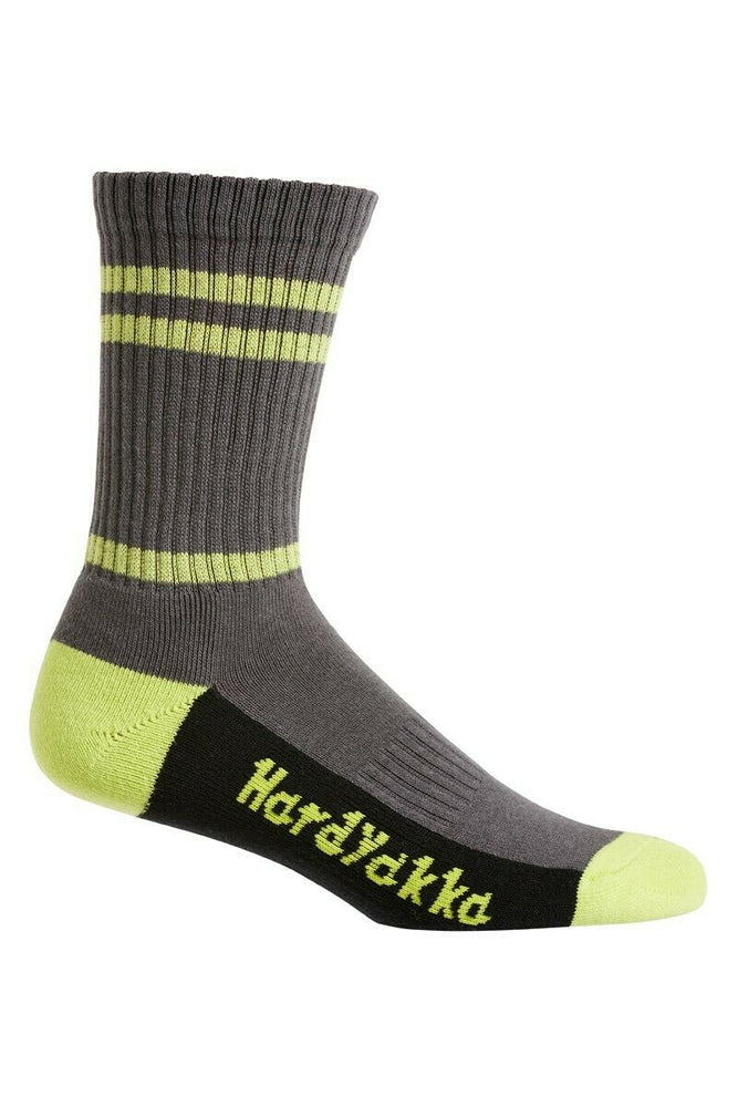 Hard Yakka Cotton Crew Work Socks 5 Pack Logo Athletic Padded Black Y20035