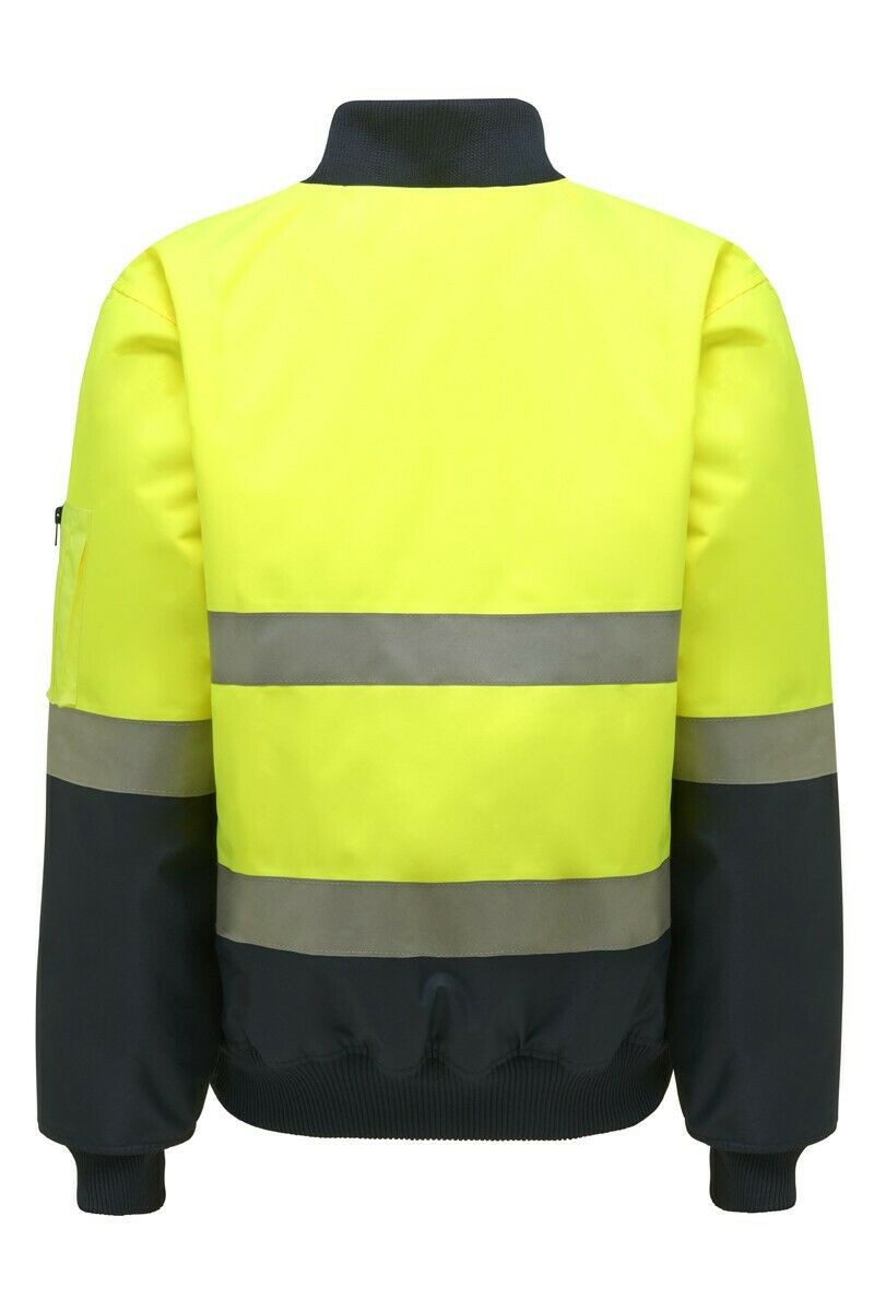 Hard Yakka Bomber Jacket Taped Hi-Vis 2 Tone Work Quilted Waterproof Y06675