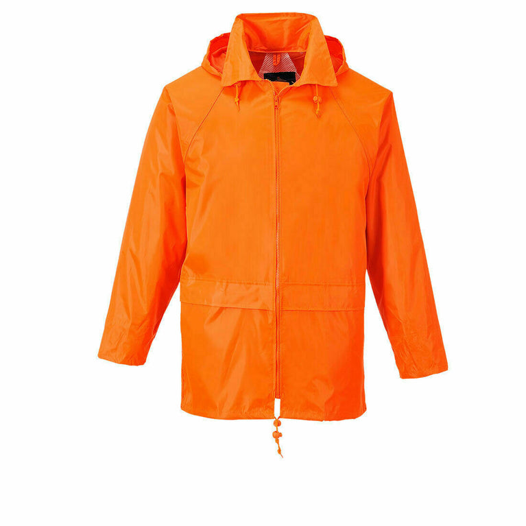 Portwest Mens Classic Rain Jacket Waterproof Work Safety Hood PVC Work S440