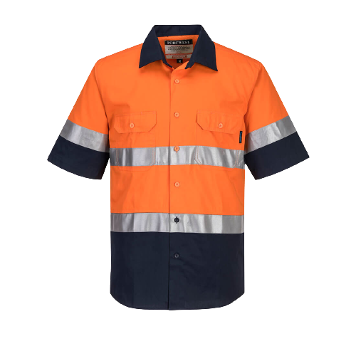 Portwest Hi-Vis Two Tone Lightweight Short Sleeve Shirt with Tape Safety MA802