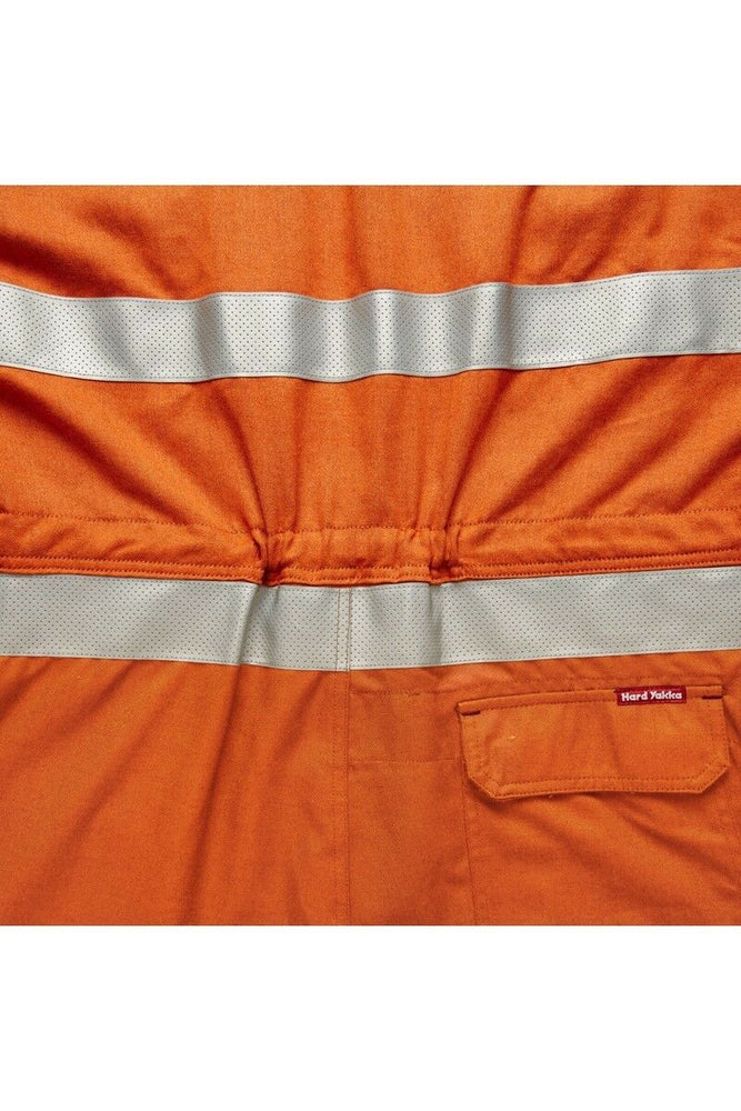 Mens Hard Yakka Protect Hi-Vis Safety Orange Tecgen Coverall Lightweight Y00100