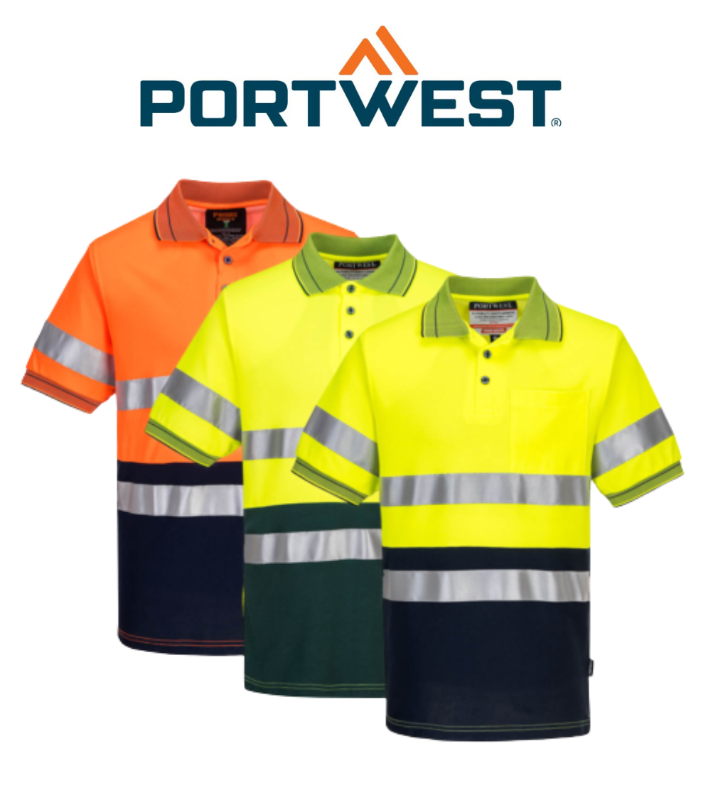 Portwest Mens Prime Mover Short Sleeve Cotton Comfort Polo Taped Hi-Vis MP310