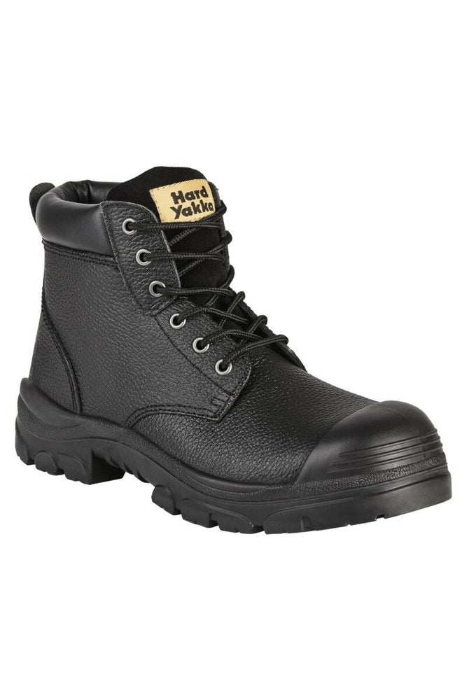 Mens Hard Yakka Gravel Emboss Lace Black Boots Steel Cap Work Safety Safe Y60086