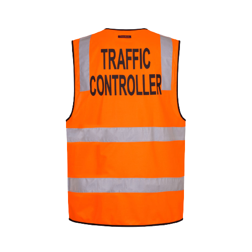 Portwest Traffic Controller Zip Vest D/N Reflective Tape Work Safety MZ105