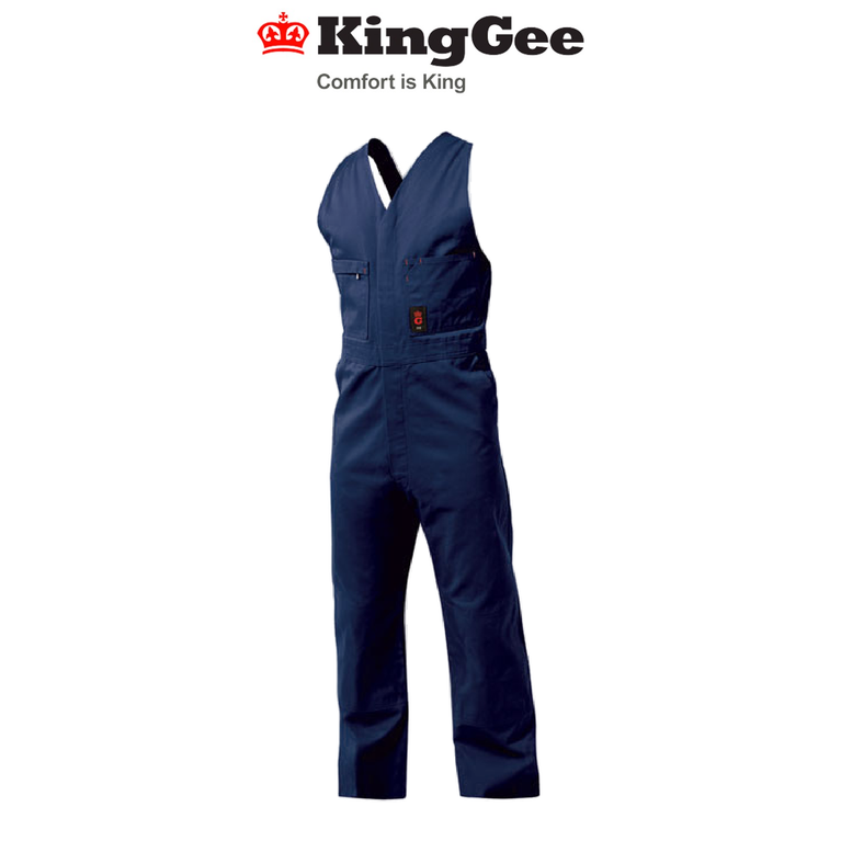 KingGee Mens Sleeveless Drill Overall Double Layered Cotton Work Safety K02060