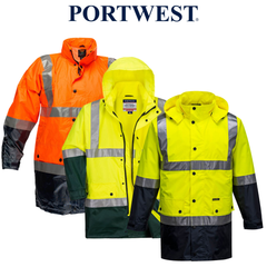 Portwest Mens Eyre Jacket Hi-Vis Day Or Night Lightweight Waterproof Work MJ306