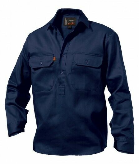 KingGee Closed Front Drill Shirt Reinforced Stitching Tough Work K04020