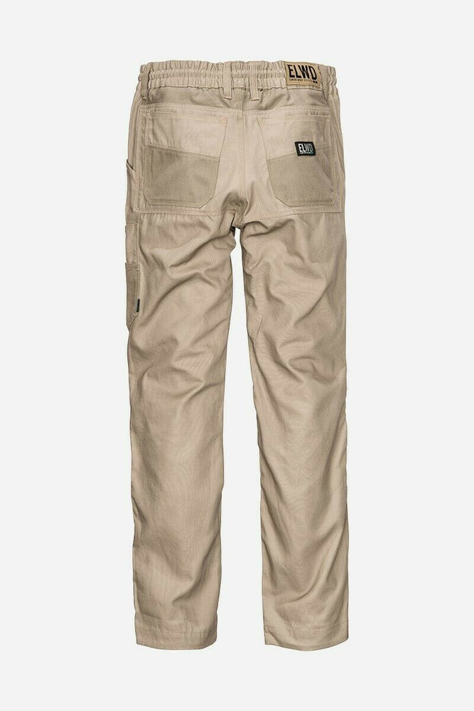 Mens Elwood Work Elastic Pants Cotton Canvas Tough Tradie Phone Pocket EWD104