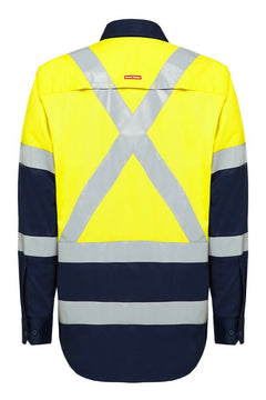 Hard Yakka Biomotion Hi-Vis X Cross Tape Safety Work Light Shirt Y04270